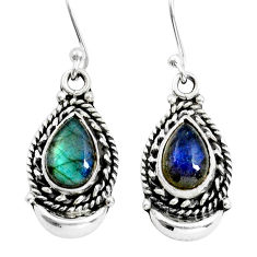 4.72cts natural blue labradorite 925 sterling silver dangle earrings y12458