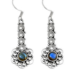 2.23cts natural blue labradorite 925 sterling silver dangle earrings y24758