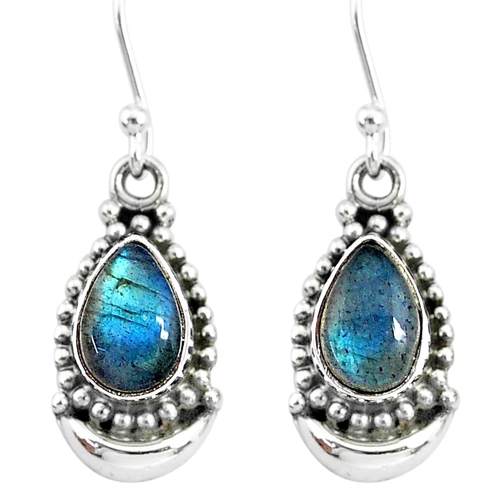 4.50cts natural blue labradorite 925 sterling silver dangle moon earrings r89353