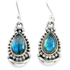 Clearance Sale- 5.06cts natural blue labradorite 925 sterling silver dangle moon earrings r89355