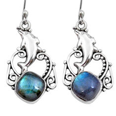 8.68cts natural blue labradorite 925 sterling silver dolphin earrings y8277