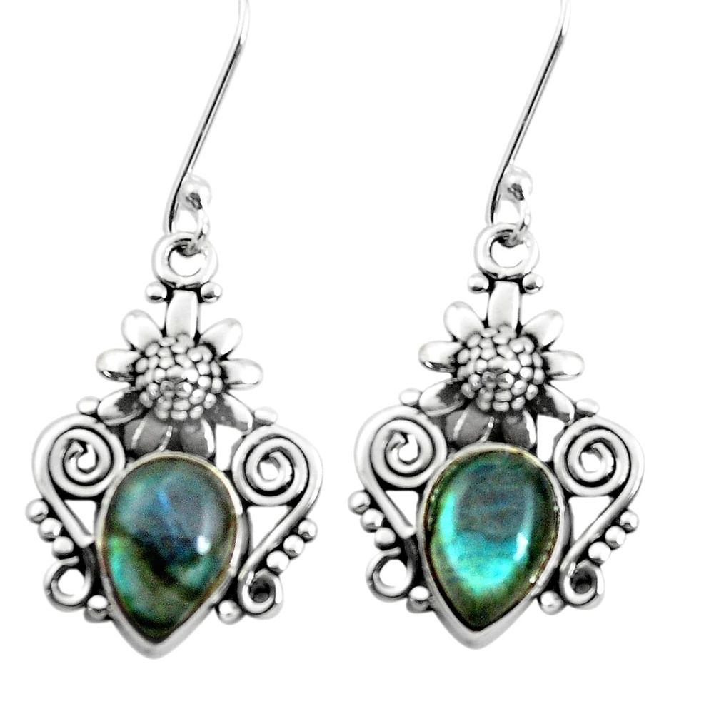 blue labradorite 925 sterling silver flower earrings p50719