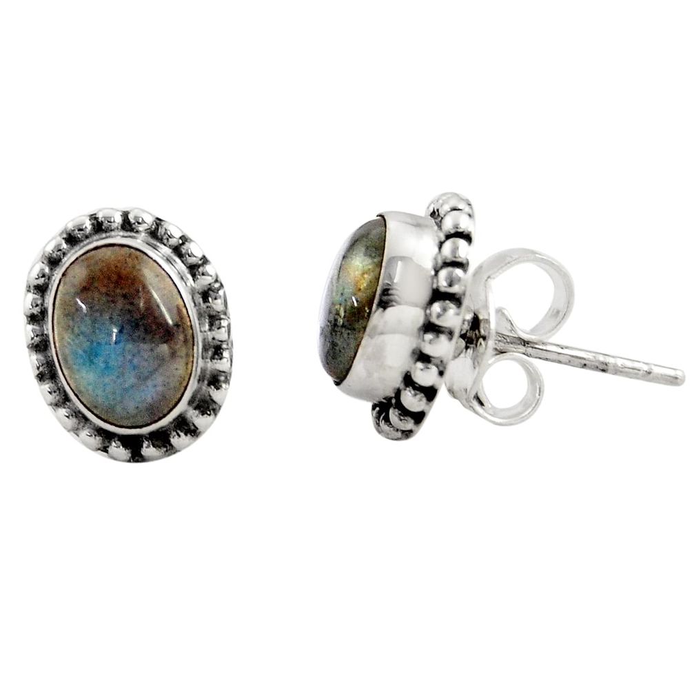 3.03cts natural blue labradorite 925 sterling silver stud earrings r22836