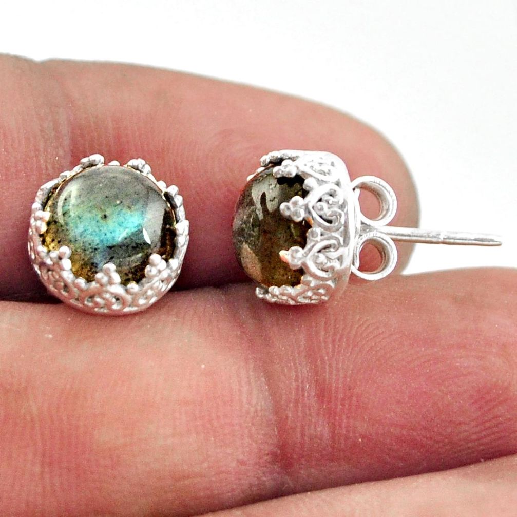 5.76cts natural blue labradorite 925 sterling silver stud earrings r38585