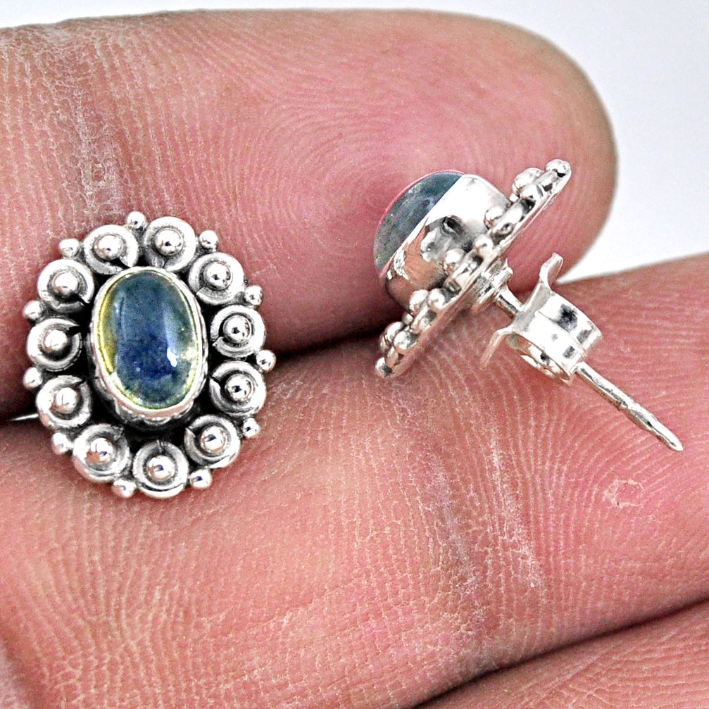 2.72cts natural blue labradorite 925 sterling silver stud earrings r55128