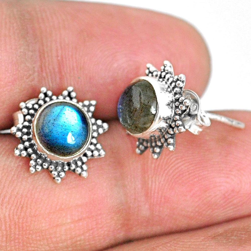 4.47cts natural blue labradorite 925 sterling silver stud earrings r67012