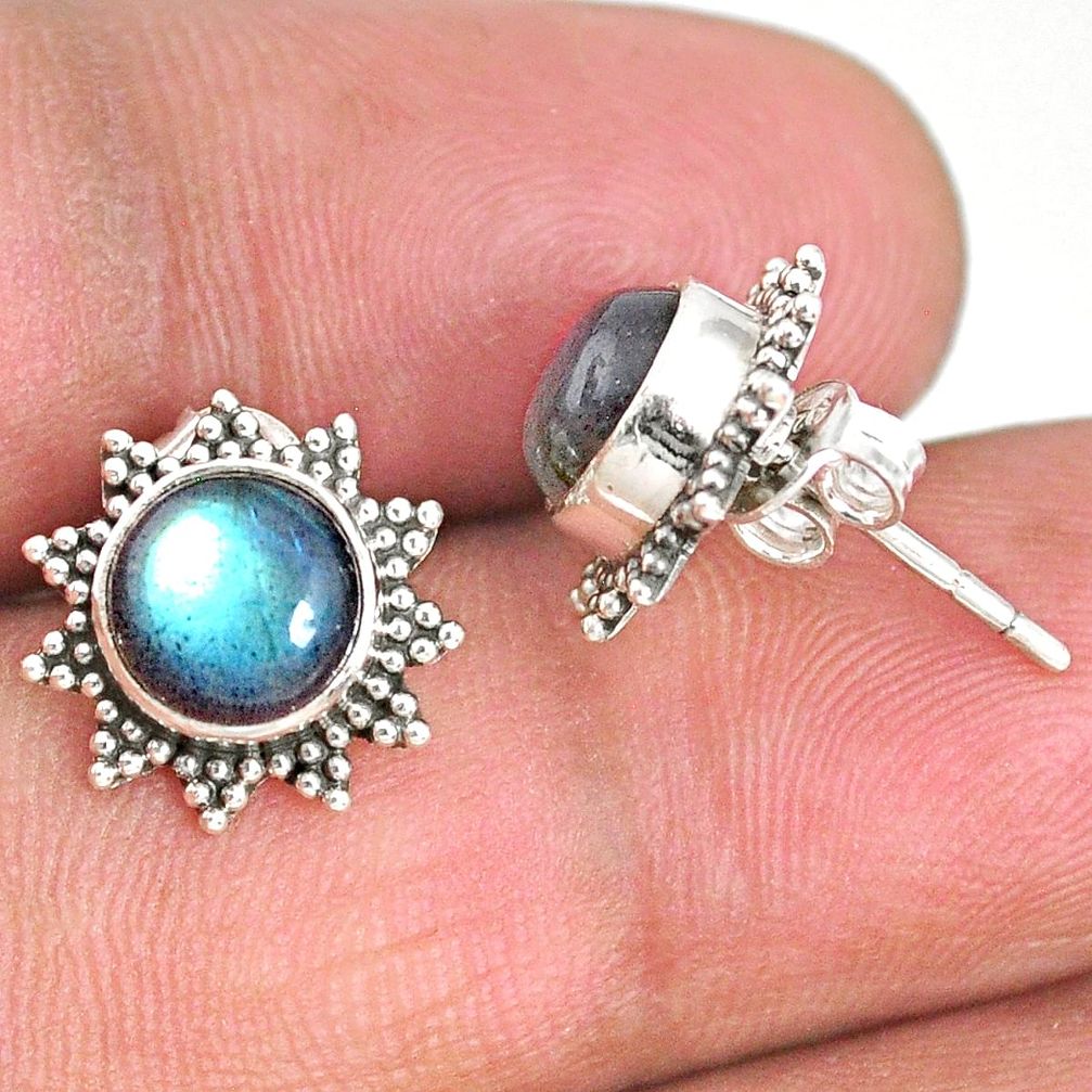 4.57cts natural blue labradorite 925 sterling silver stud earrings r67014