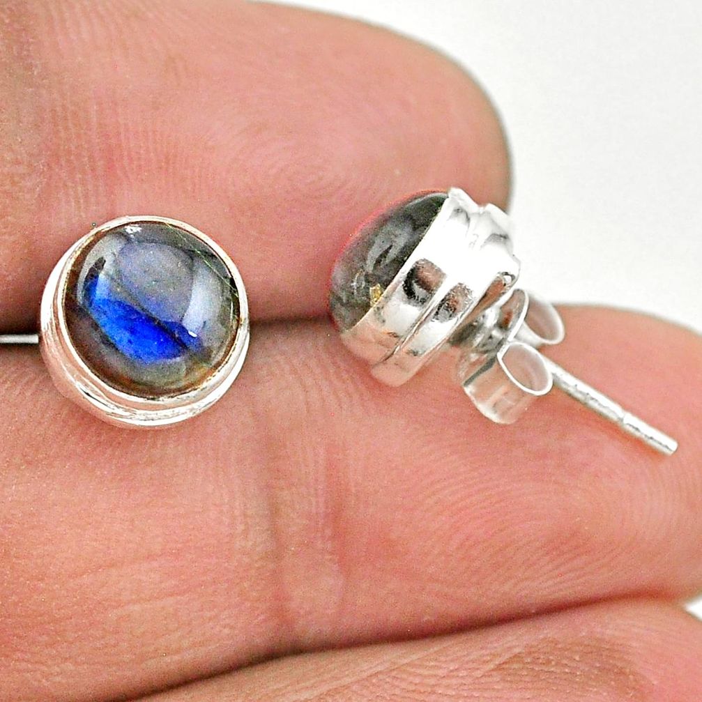 5.71cts natural blue labradorite 925 sterling silver stud earrings t19396