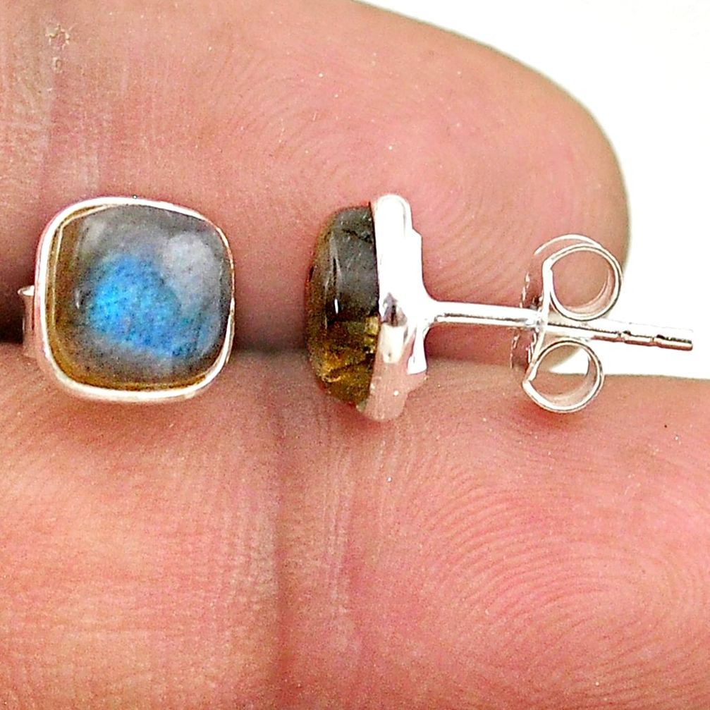 3.89cts natural blue labradorite 925 sterling silver stud earrings t70515