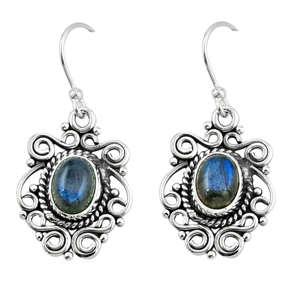 4.26cts natural blue labradorite oval 925 sterling silver dangle earrings y44494