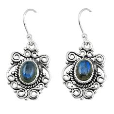 4.26cts natural blue labradorite oval 925 sterling silver dangle earrings y44494