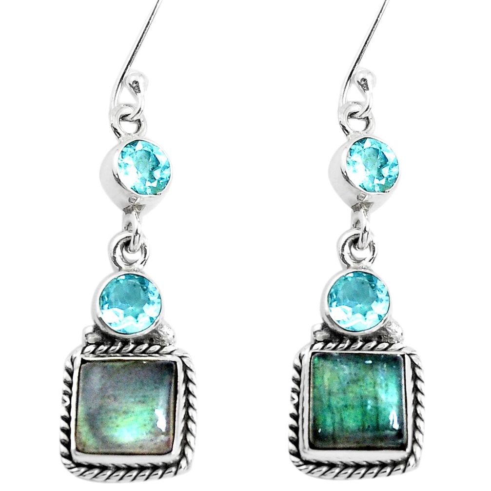 12.85cts natural blue labradorite topaz 925 silver dangle earrings p39498