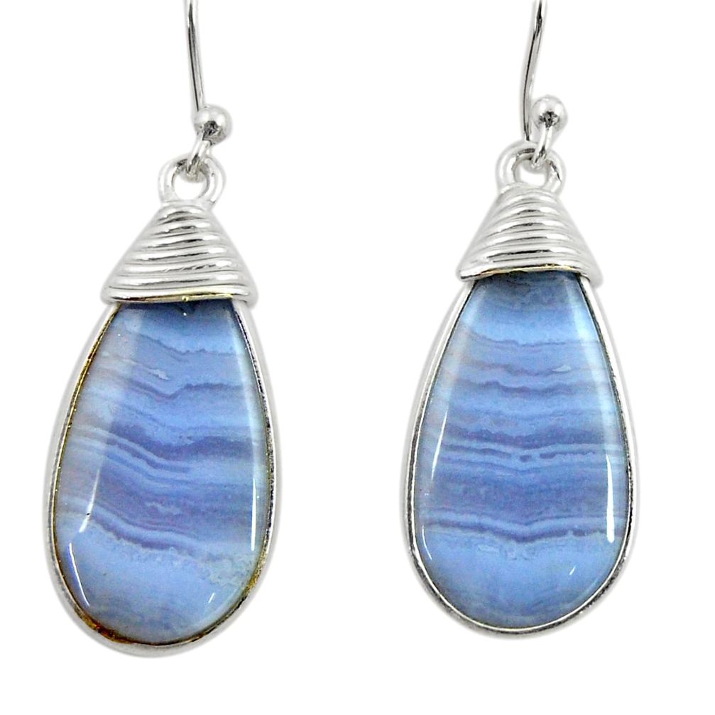 12.54cts natural blue lace agate 925 sterling silver dangle earrings r28923
