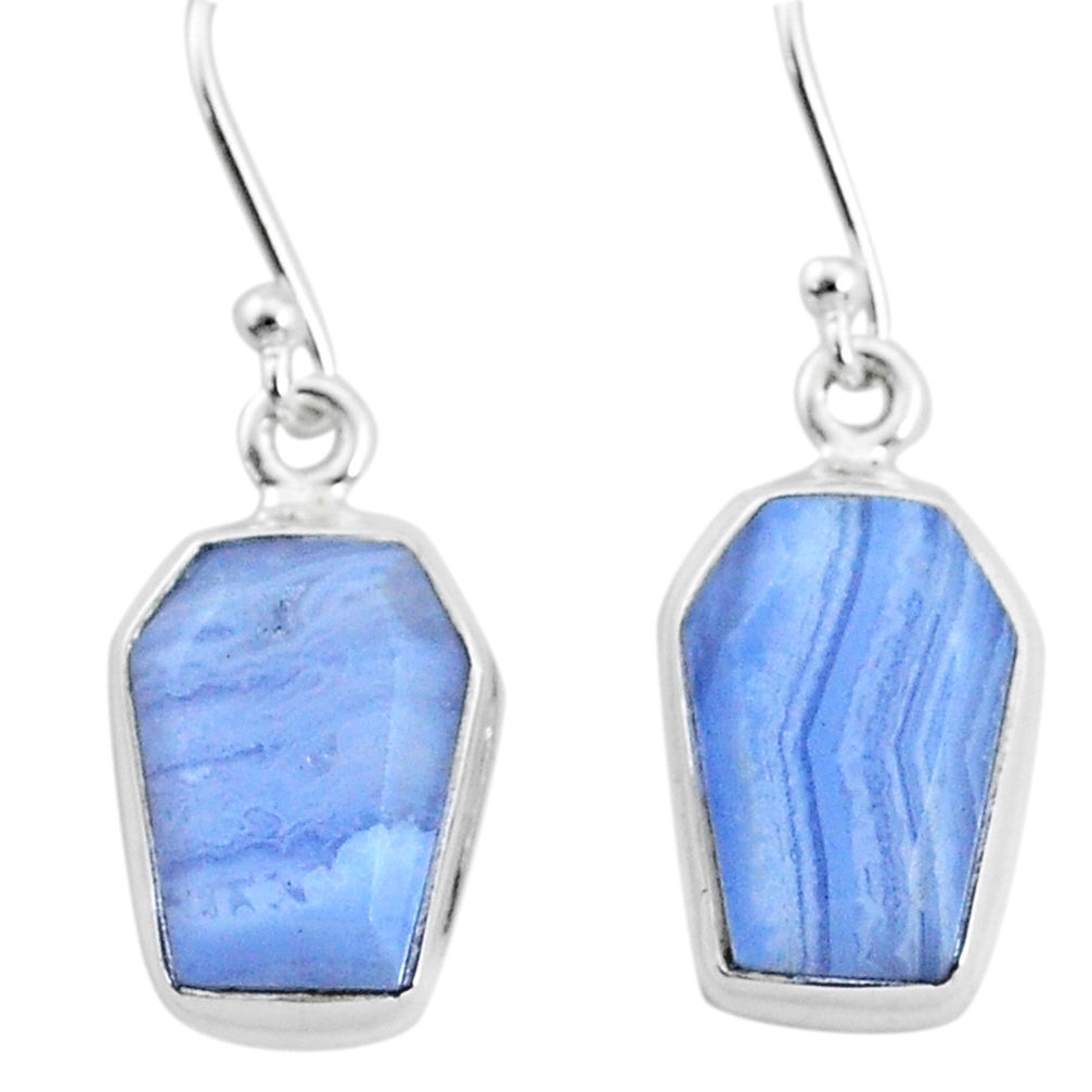 9.75cts natural blue lace agate 925 sterling silver dangle earrings t3668