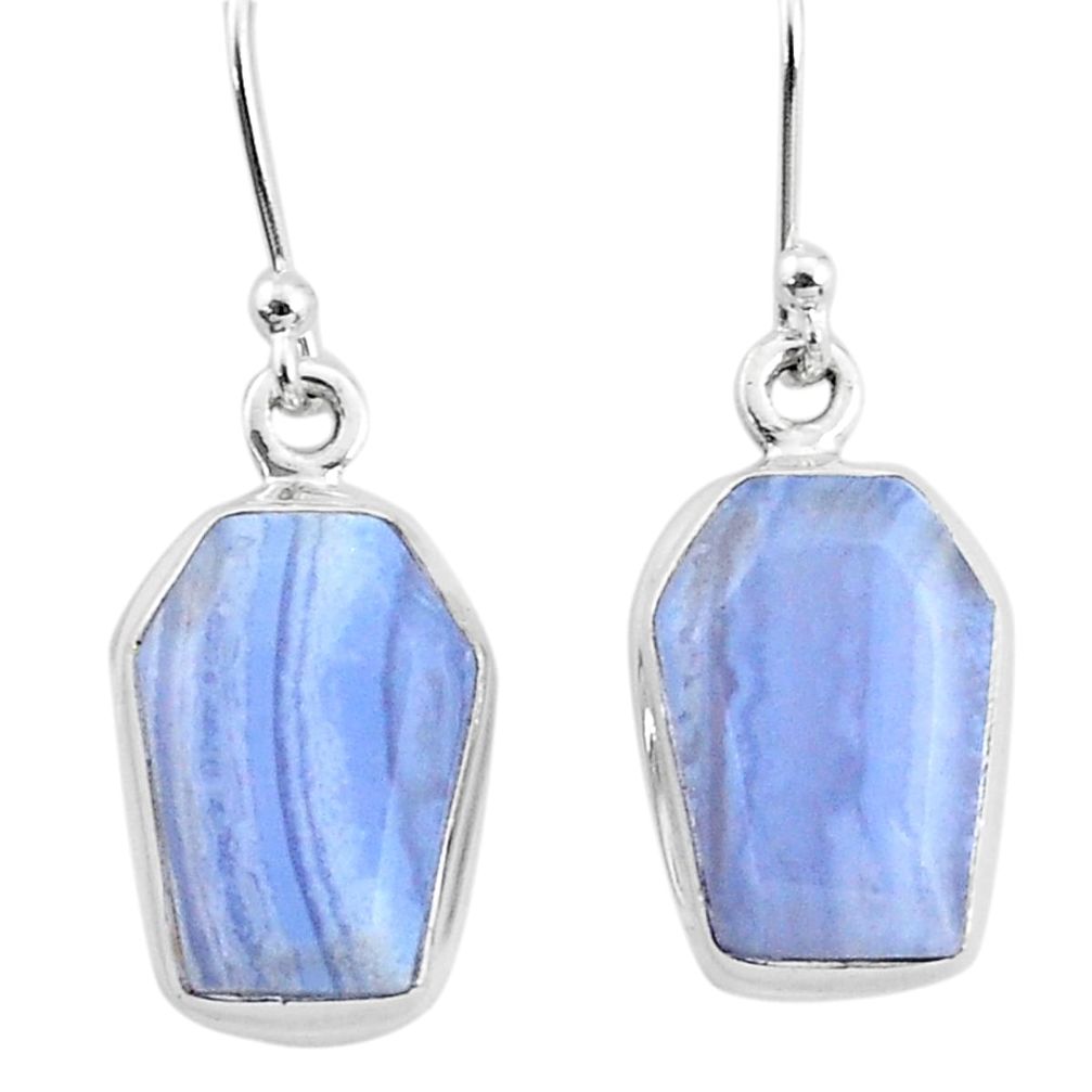 10.33cts natural blue lace agate 925 sterling silver dangle earrings t3695