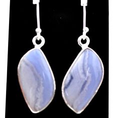 13.61cts natural blue lace agate 925 sterling silver dangle earrings t60876
