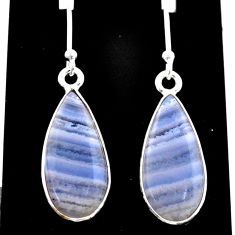 11.26cts natural blue lace agate 925 sterling silver dangle earrings t60877