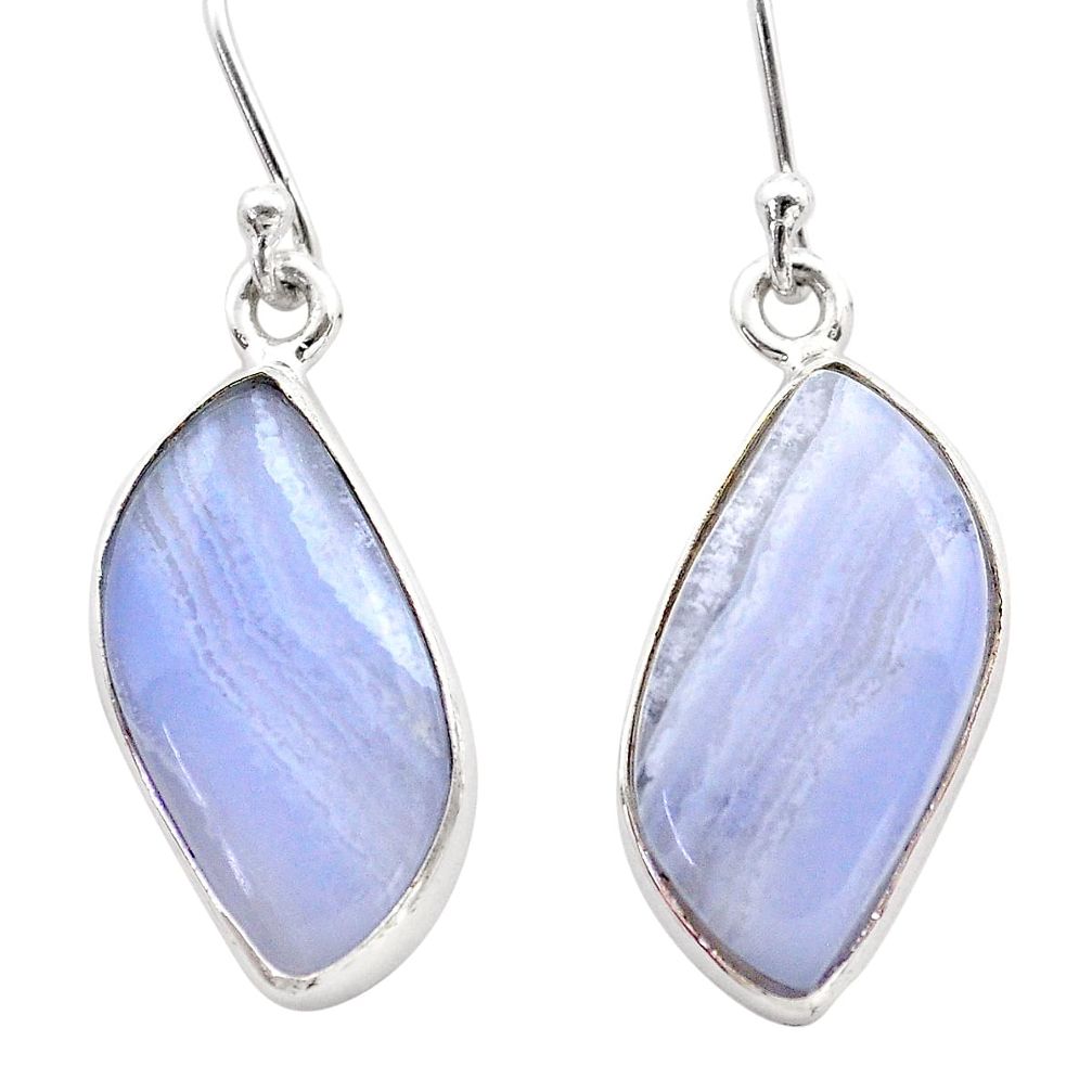 12.67cts natural blue lace agate 925 sterling silver dangle earrings t60937
