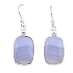 10.96cts natural blue lace agate 925 sterling silver dangle earrings y62758