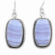 16.46cts natural blue lace agate 925 sterling silver dangle earrings y63816