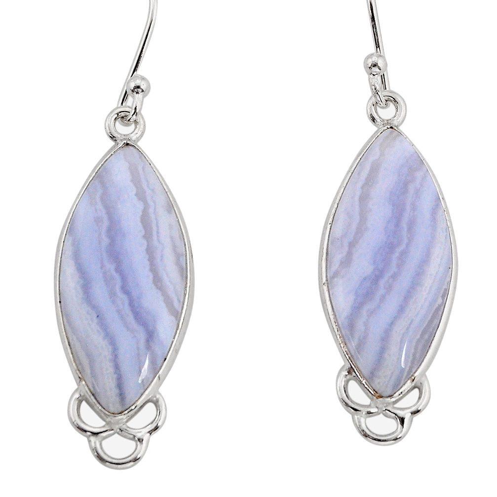 12.57cts natural blue lace agate 925 sterling silver dangle earrings y75755
