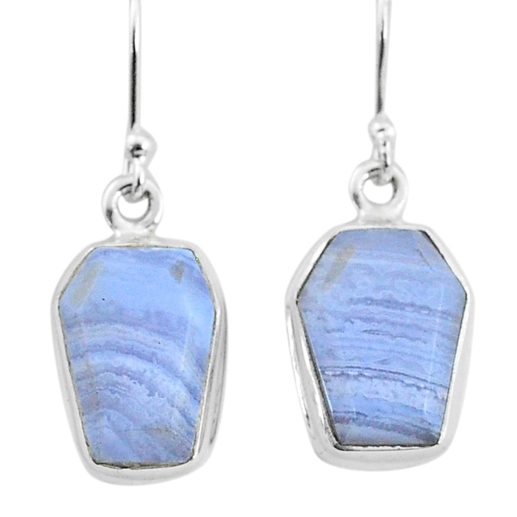 9.82cts natural blue lace agate 925 silver handmade dangle earrings t3714