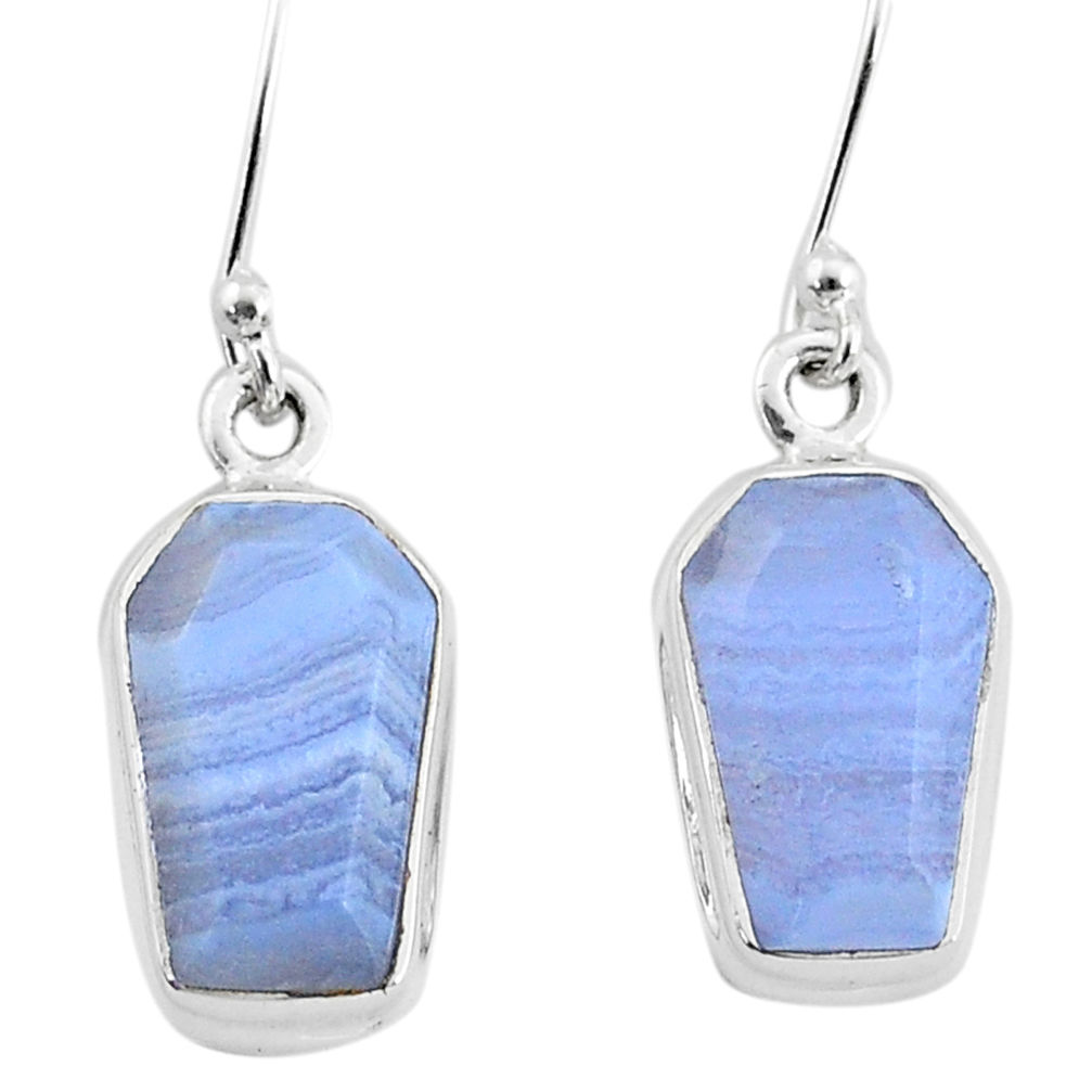 9.27cts natural blue lace agate 925 silver handmade dangle earrings t3715