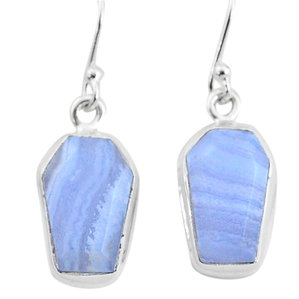 10.28cts natural blue lace agate 925 silver handmade dangle earrings t3717