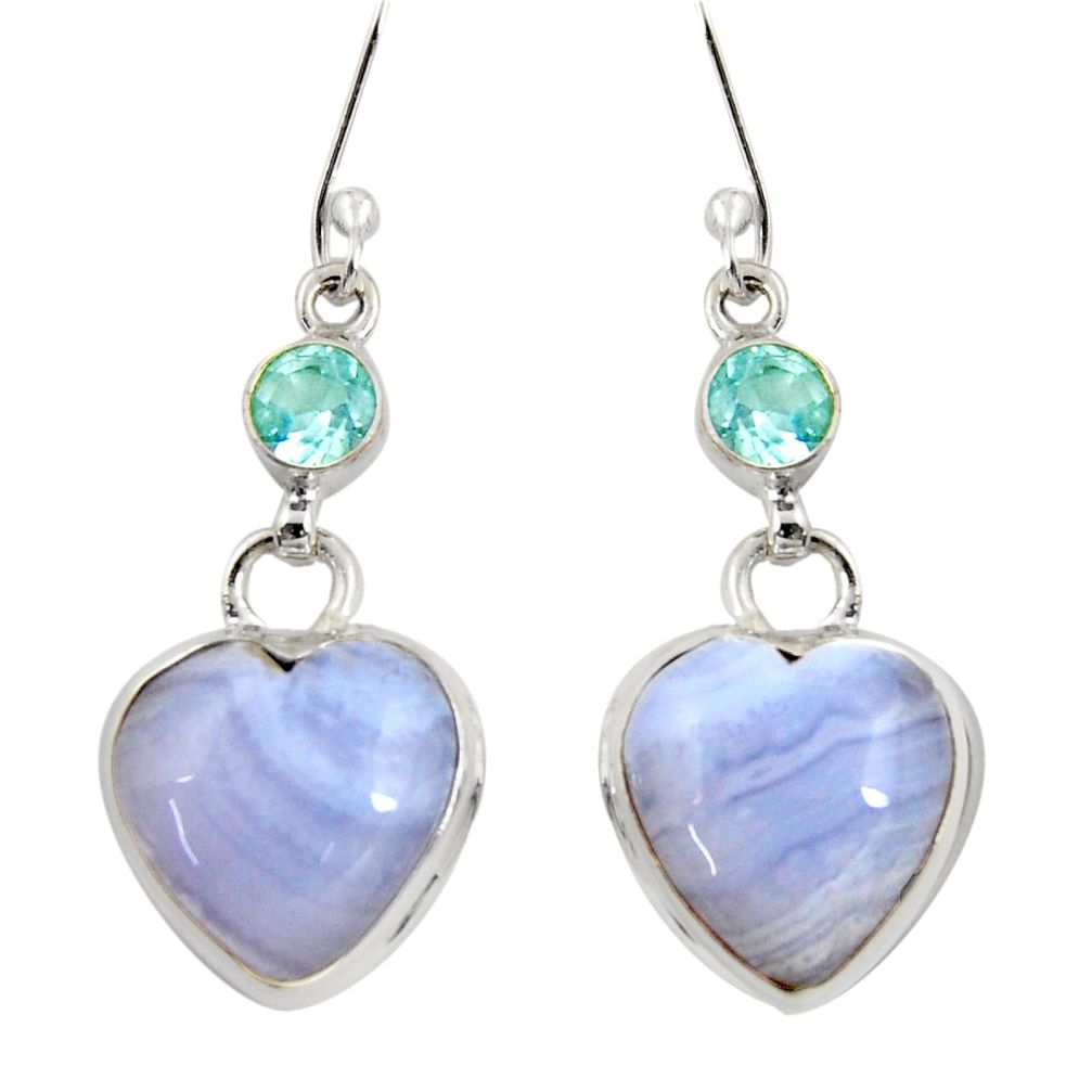  blue lace agate topaz 925 silver dangle earrings d39543