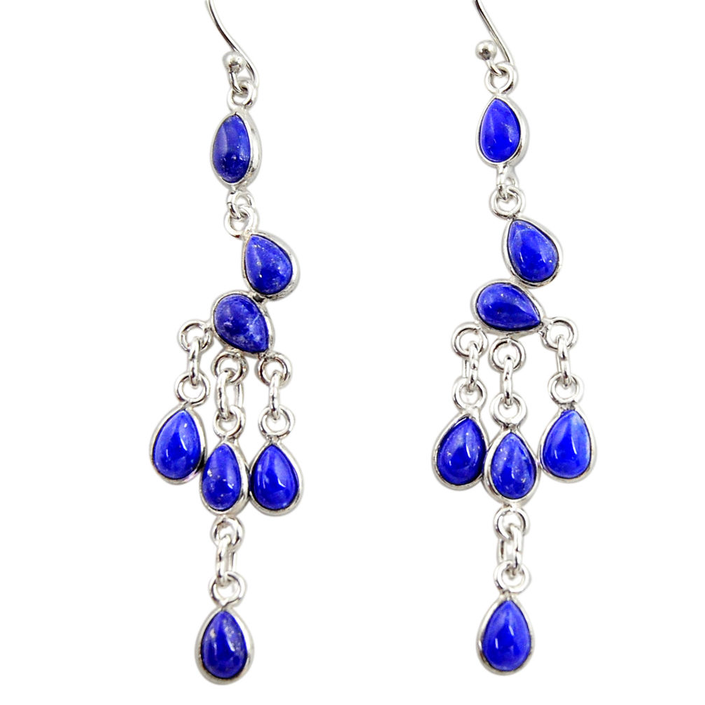 12.02cts natural blue lapis lazuli 925 silver chandelier earrings jewelry r33552