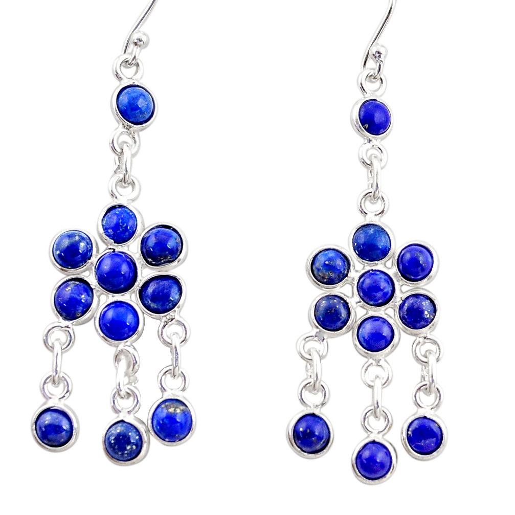 12.22cts natural blue lapis lazuli 925 silver chandelier earrings r35602