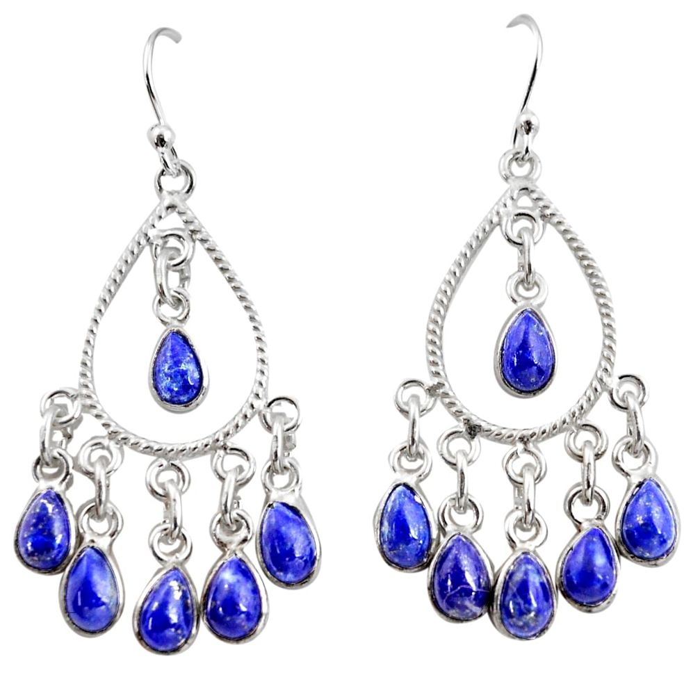 15.05cts natural blue lapis lazuli 925 silver chandelier earrings r37347
