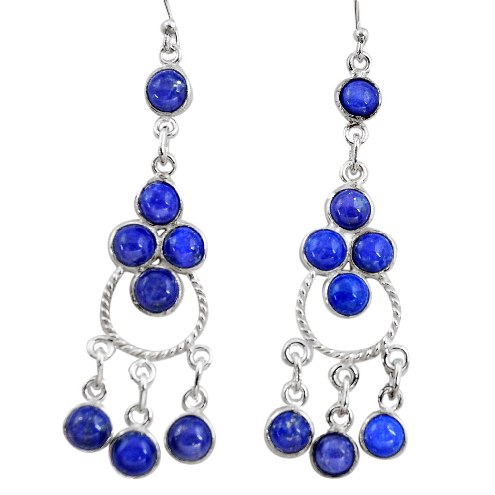 12.96cts natural blue lapis lazuli 925 silver chandelier earrings r37395