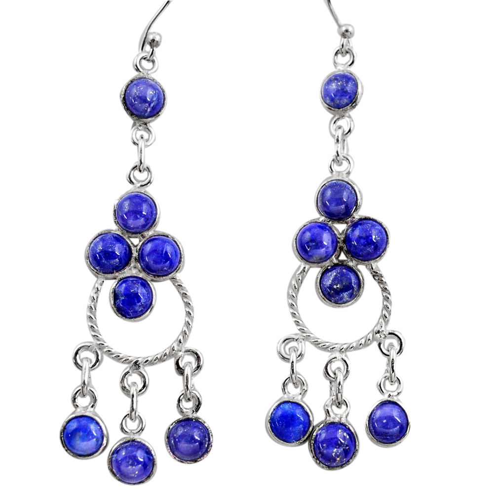 12.96cts natural blue lapis lazuli 925 silver chandelier earrings r37397