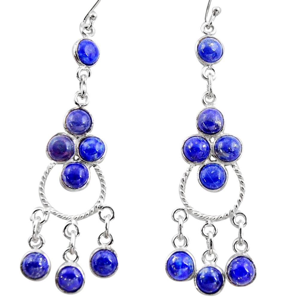 12.52cts natural blue lapis lazuli 925 silver chandelier earrings r37399