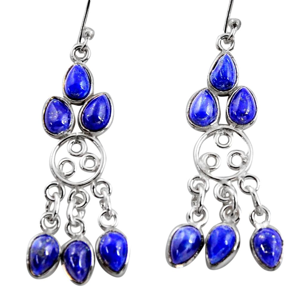 11.62cts natural blue lapis lazuli 925 silver chandelier earrings r37411