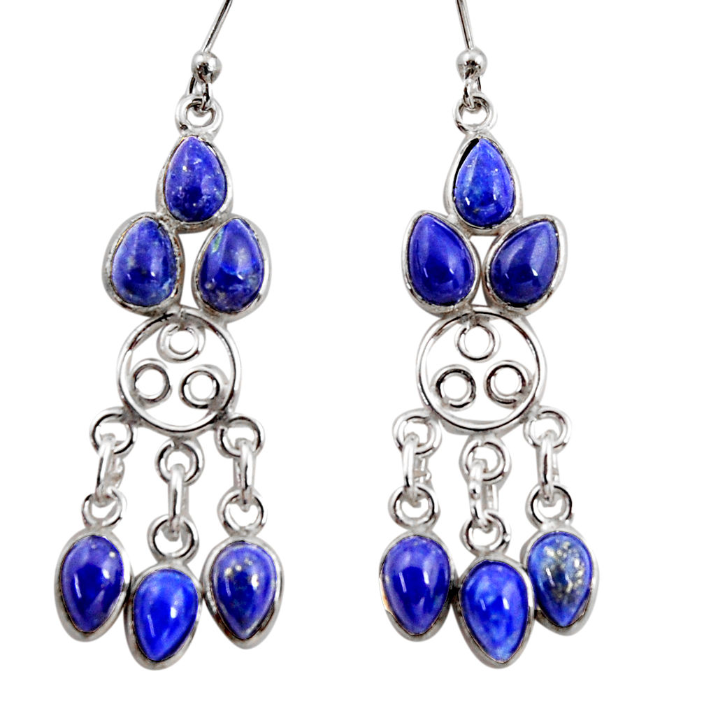11.62cts natural blue lapis lazuli 925 silver chandelier earrings r37412