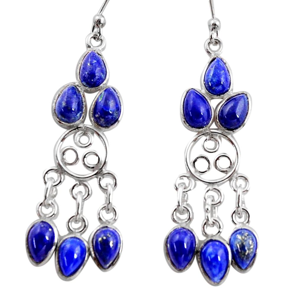 11.65cts natural blue lapis lazuli 925 silver chandelier earrings r37413