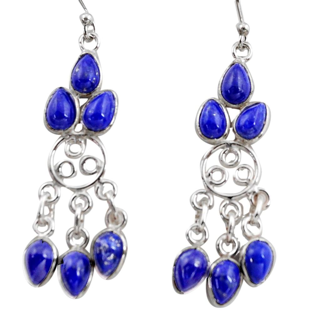 11.20cts natural blue lapis lazuli 925 silver chandelier earrings r37471