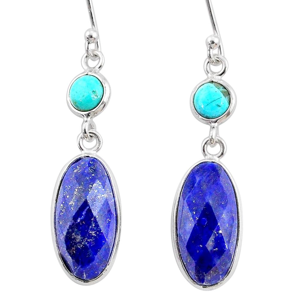 10.89cts natural blue lapis lazuli 925 silver dangle earrings jewelry r68289