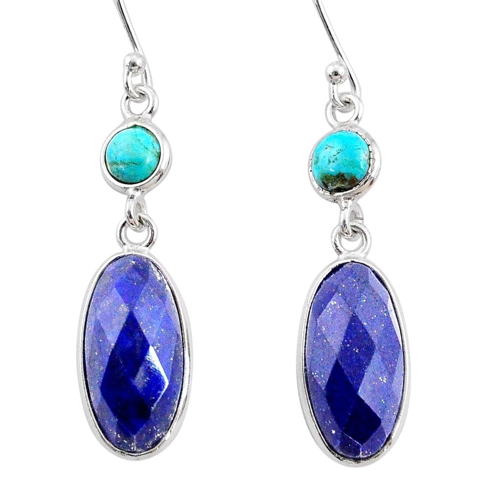 10.89cts natural blue lapis lazuli 925 silver dangle earrings jewelry r68291