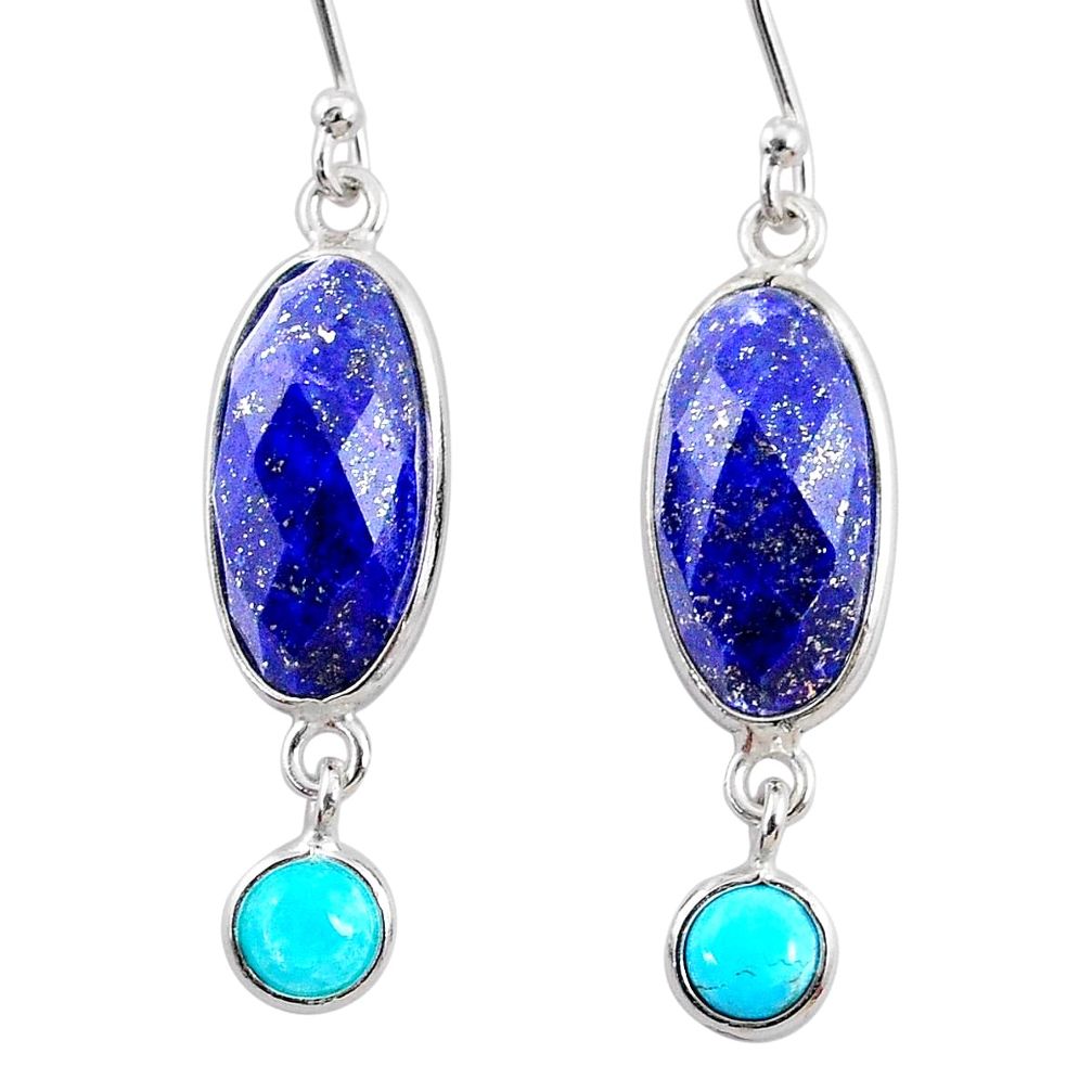 10.84cts natural blue lapis lazuli 925 silver dangle earrings jewelry r68295
