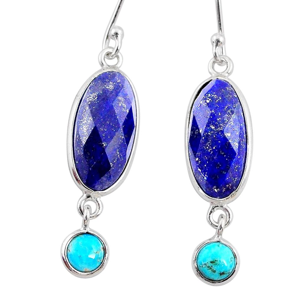 10.67cts natural blue lapis lazuli 925 silver dangle earrings jewelry r68296