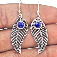 1.99cts natural blue lapis lazuli 925 silver deltoid leaf earrings t94831