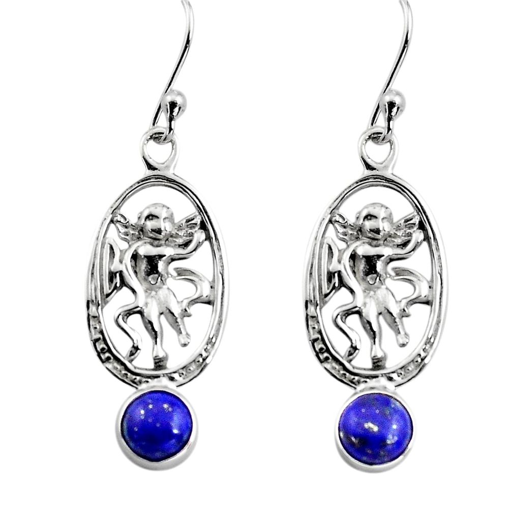 1.99cts natural blue lapis lazuli 925 sterling silver angel earrings p84951
