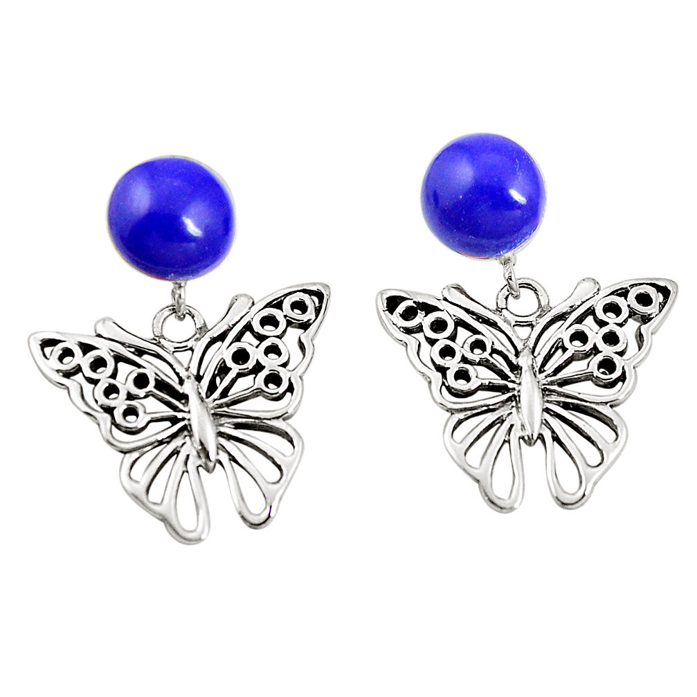 Natural blue lapis lazuli 925 sterling silver butterfly earrings c11717