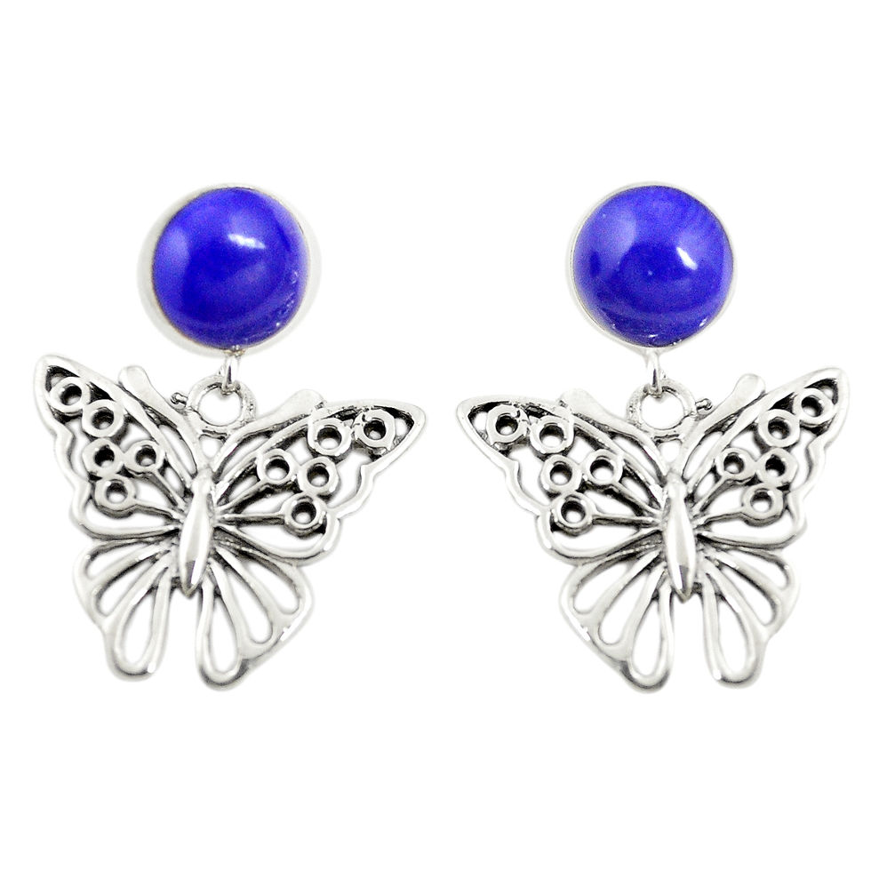 Natural blue lapis lazuli 925 sterling silver butterfly earrings c11689