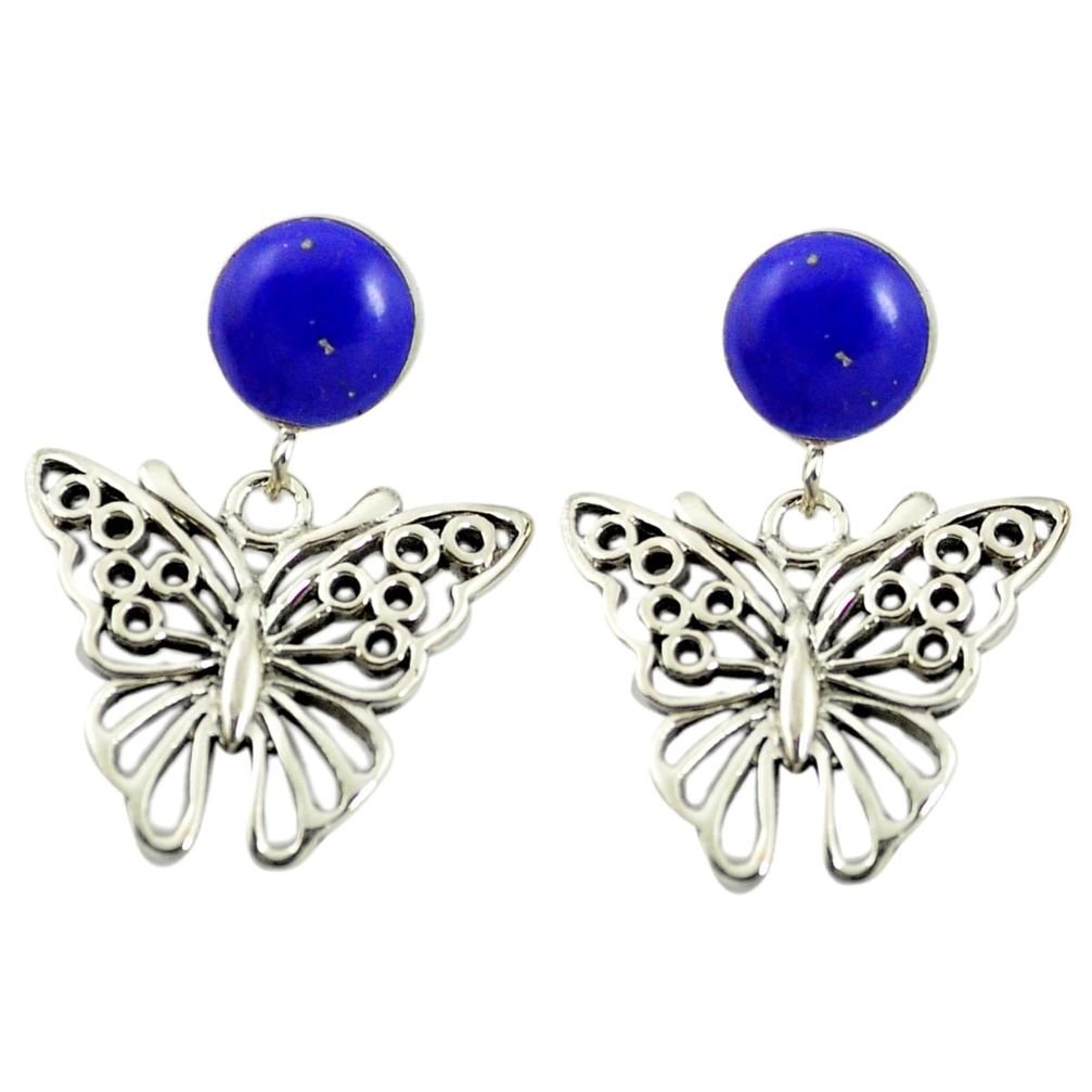 Natural blue lapis lazuli 925 sterling silver butterfly earrings c11682