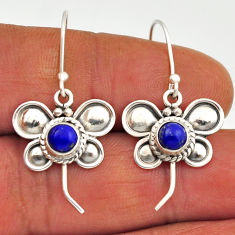 1.81cts natural blue lapis lazuli 925 sterling silver butterfly earrings n28030