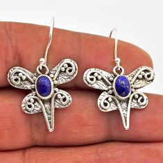 3.23cts natural blue lapis lazuli 925 sterling silver butterfly earrings n28848